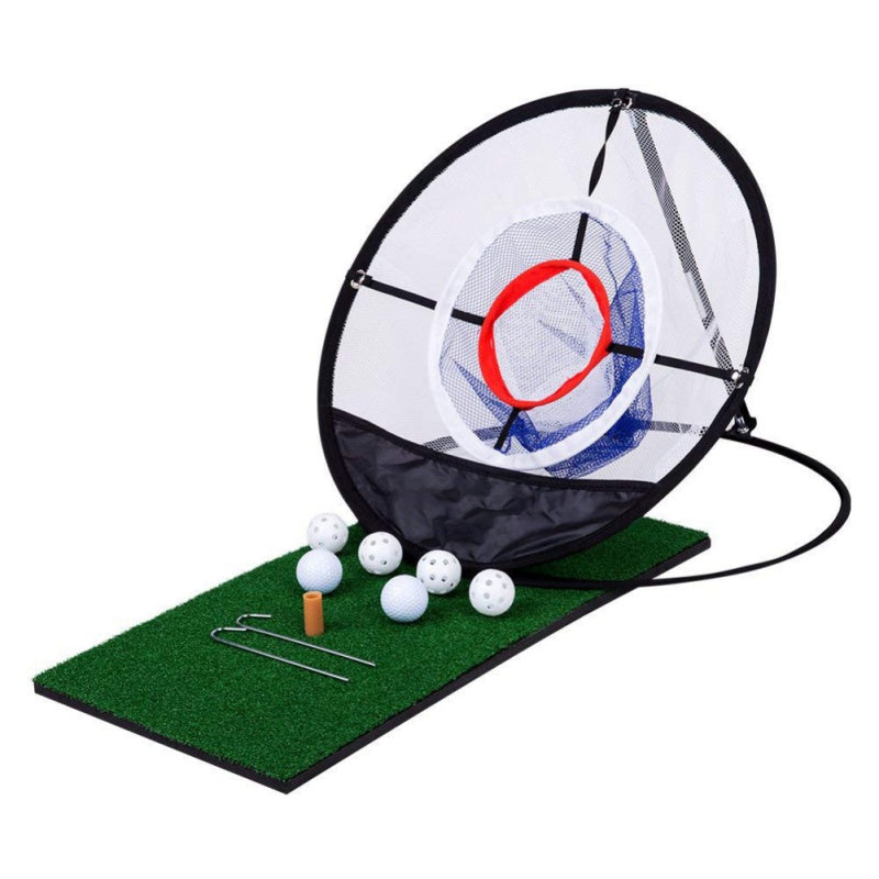 Indoor Outdoor Chipping Pitching Cages Mats Practice Easy Net Golf Training Aids Metal + Net